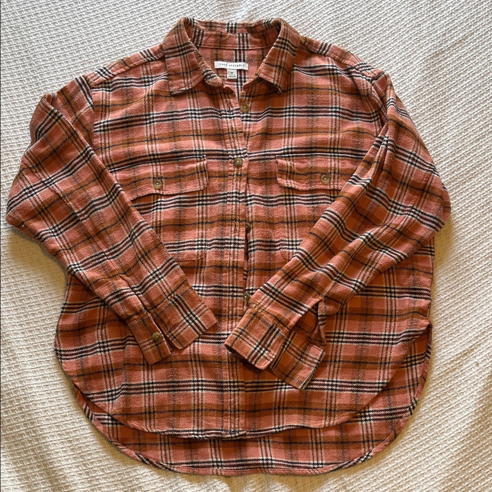 100% Cotton Plaid Button-Down Shirt for Women